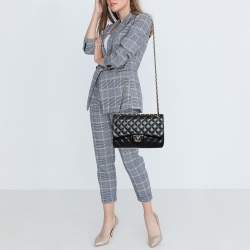 Pre Owned Chanel Black Quilted Leather Jumbo Classic Double Flap Bag