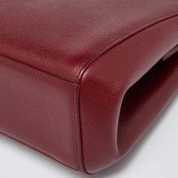 Pre Owned Chanel Red Caviar Leather CC Frame Bag