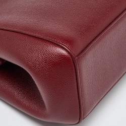 Pre Owned Chanel Red Caviar Leather CC Frame Bag