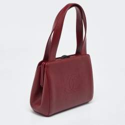 Pre Owned Chanel Red Caviar Leather CC Frame Bag
