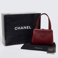 Pre Owned Chanel Red Caviar Leather CC Frame Bag