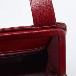 Pre Owned Chanel Red Caviar Leather CC Frame Bag