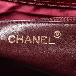 Pre Owned Chanel Red Caviar Leather CC Frame Bag