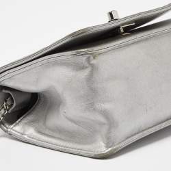 Pre Owned Chanel Silver Leather Mini Propeller Flap Bag