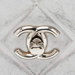 Pre Owned Chanel Silver Leather Mini Propeller Flap Bag