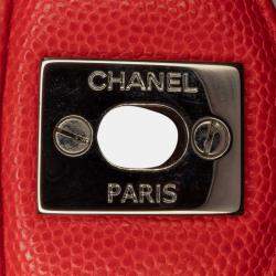 Pre Owned Chanel Medium Classic Chevron Caviar Double Flap Bag