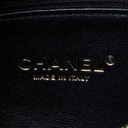 Pre Owned Chanel Black Chevron Caviar Leather and Lizard Medium Coco Top Handle Bag