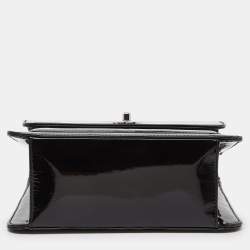 Pre Owned Chanel Black Patent Leather Vintage CC Square Flap Bag