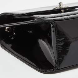 Pre Owned Chanel Black Patent Leather Vintage CC Square Flap Bag