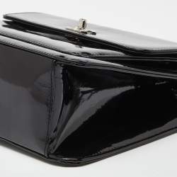 Pre Owned Chanel Black Patent Leather Vintage CC Square Flap Bag