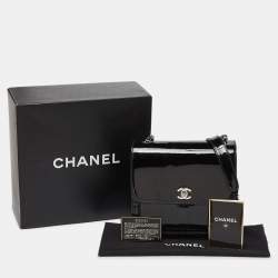 Pre Owned Chanel Black Patent Leather Vintage CC Square Flap Bag