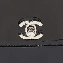Pre Owned Chanel Black Patent Leather Vintage CC Square Flap Bag
