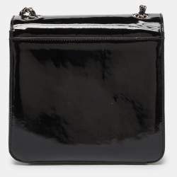 Pre Owned Chanel Black Patent Leather Vintage CC Square Flap Bag