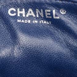 Pre Owned Chanel Blue Quilted Caviar Leather East/West Classic Flap Bag