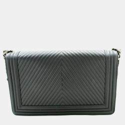 Chanel Grey Leather Medium Boy Shoulder Bag