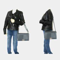 Chanel Grey Leather Medium Boy Shoulder Bag