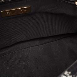 Pre Owned Chanel Black/White Quilted Houndstooth Tweed and Leather Large 19 Flap Bag