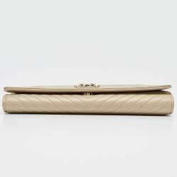 Chanel Cream Quilted Leather Boy Wallet On Chain