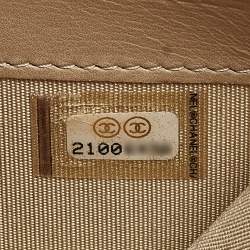 Chanel Cream Quilted Leather Boy Wallet On Chain