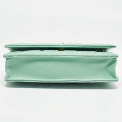 Chanel Light Green Quilted Leather CC Wallet on Chain