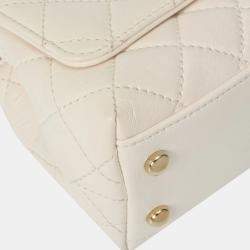 Chanel White Quilted Lambskin Mini Rainbow Coco Top Handle Bag