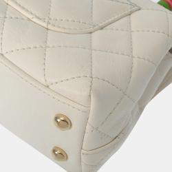 Chanel White Quilted Lambskin Mini Rainbow Coco Top Handle Bag