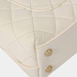 Chanel White Quilted Lambskin Mini Rainbow Coco Top Handle Bag