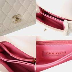 Chanel White Quilted Lambskin Mini Rainbow Coco Top Handle Bag