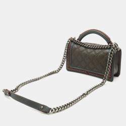 Chanel Grey Leather Paris-Salzburg Medium Boy Top Handle Bag