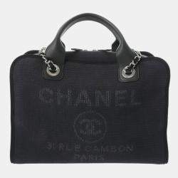 Chanel Black Canvas Medium Deauville Tote Bag