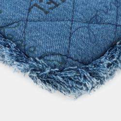 Chanel Blue Denim Logo Printed Quilted Fringe Denim Mood Flap Shoulder Bag