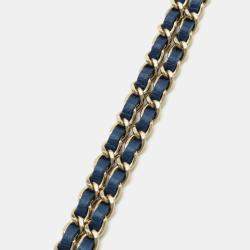 Chanel Blue Denim Logo Printed Quilted Fringe Denim Mood Flap Shoulder Bag