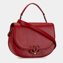 Chanel Red Calfskin and Quilted Goatskin Small Coco Curve Flap  Shoulder Bag