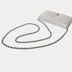 Chanel Metallic Silver Leather Wallet On Chain