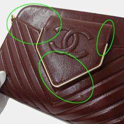 Chanel Bordeaux Chevron Sheepskin Small CC Flap Pocket Camera Bag 