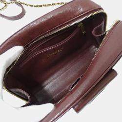 Chanel Bordeaux Chevron Sheepskin Small CC Flap Pocket Camera Bag 