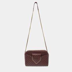 Chanel Bordeaux Chevron Sheepskin Small CC Flap Pocket Camera Bag 