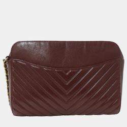 Chanel Bordeaux Chevron Sheepskin Small CC Flap Pocket Camera Bag 