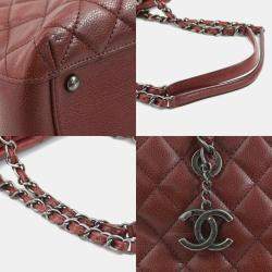 Chanel Bordeaux Quilted Caviar Large City Shopping Tote Bag