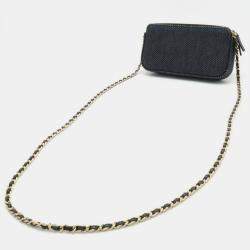 Chanel Navy Blue Canvas  Deauville Wallet On Chain