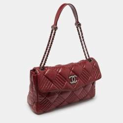 Pre Owned Chanel Red Quilted Leather Maxi In and Out Flap Bag