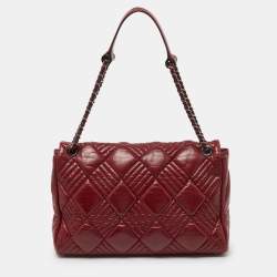 Pre Owned Chanel Red Quilted Leather Maxi In and Out Flap Bag