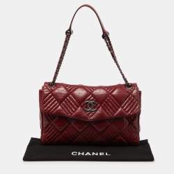 Pre Owned Chanel Red Quilted Leather Maxi In and Out Flap Bag