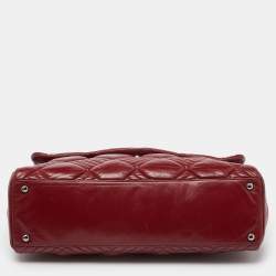Pre Owned Chanel Red Quilted Leather Maxi In and Out Flap Bag