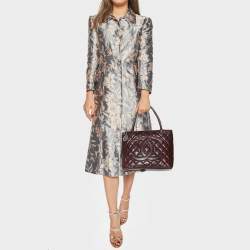 Pre Owned Chanel Burgundy Quilted Caviar Leather Medallion Tote