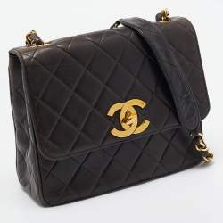 Chanel Black Quilted Leather CC Square Flap Chain Bag