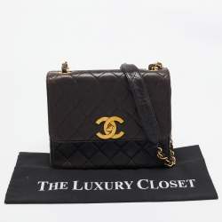 Chanel Black Quilted Leather CC Square Flap Chain Bag