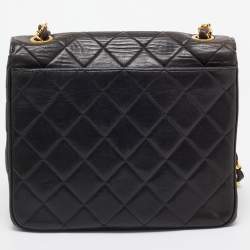 Chanel Black Quilted Leather CC Square Flap Chain Bag