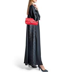 Pre Owned Chanel Red Quilted Caviar Leather Classic East West Flap Bag