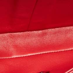 Pre Owned Chanel Red Quilted Caviar Leather Classic East West Flap Bag